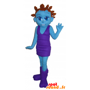 Uagganni maskot, fremmed, blå pige - Spotsound maskot kostume