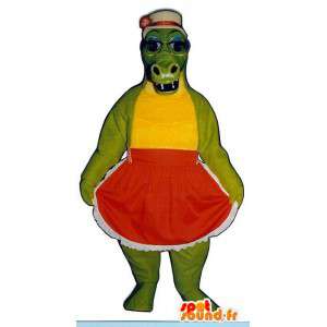 Grønn krokodille maskot i rød kjole - MASFR006714 - Mascot krokodiller