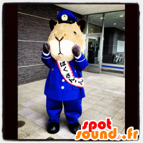 Mascotte de hamster, de cochon d'Inde en uniforme de policier - MASFR25065 - Mascottes Yuru-Chara Japonaises