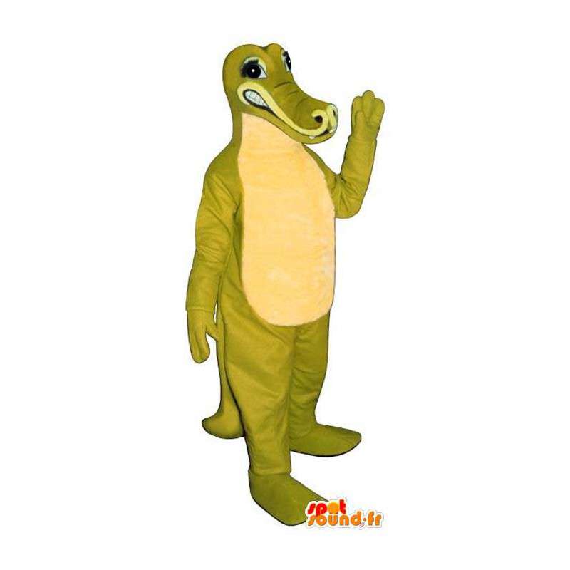 Mascot green and white crocodile - MASFR006715 - Mascot of crocodiles