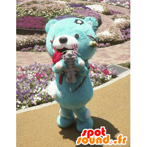 Mascotte de Zombea, nounours zombie bleu, de la ville d'Hokkaido - MASFR25067 - Mascottes Yuru-Chara Japonaises