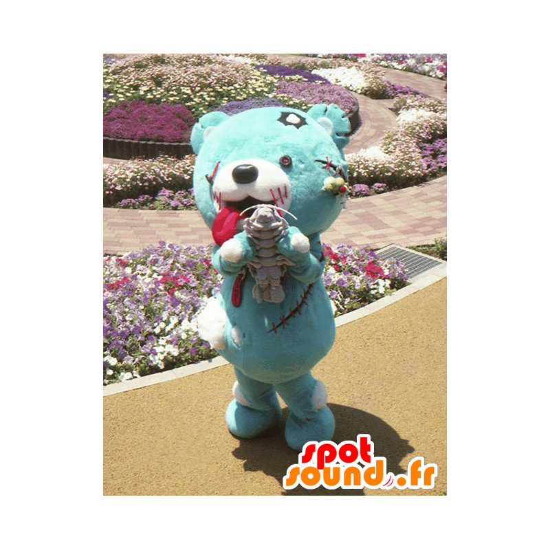 Mascotte de Zombea, nounours zombie bleu, de la ville d'Hokkaido - MASFR25067 - Mascottes Yuru-Chara Japonaises