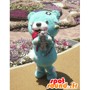 Mascotte de Zombea, nounours zombie bleu, de la ville d'Hokkaido - MASFR25067 - Mascottes Yuru-Chara Japonaises