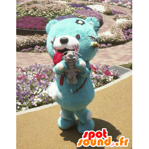 Maskot Zombea modré zombie teddy, město Hokkaido - MASFR25067 - Yuru-Chara japonské Maskoti