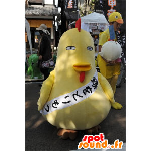 Mascotte de Torimochan, gros coq jaune, poule dodue et rigolote - MASFR25071 - Mascottes Yuru-Chara Japonaises