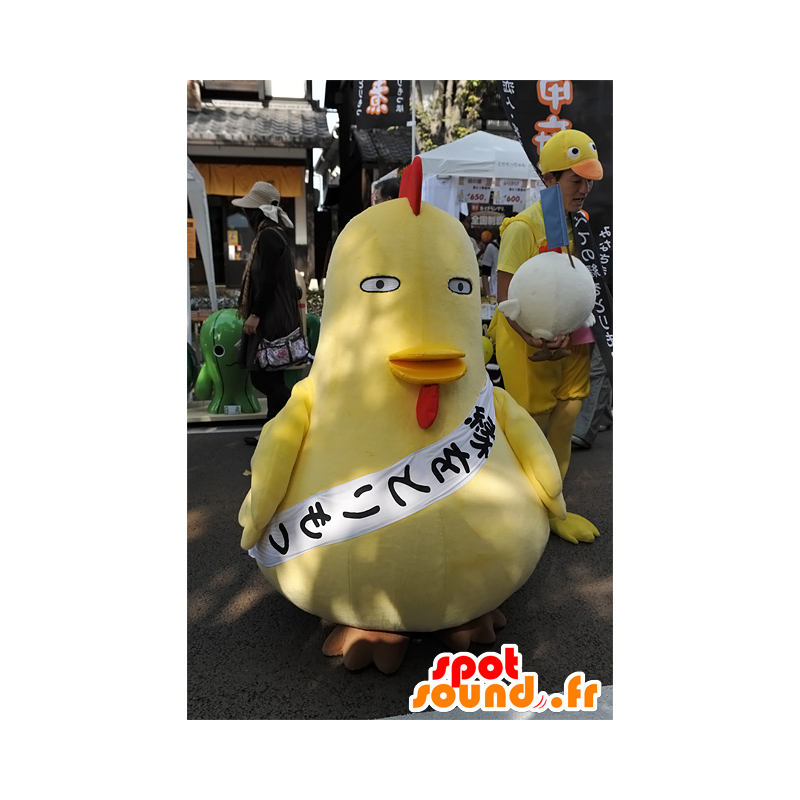Torimochan mascotte, grande gallo giallo, paffuto pollo e divertente - MASFR25071 - Yuru-Chara mascotte giapponese