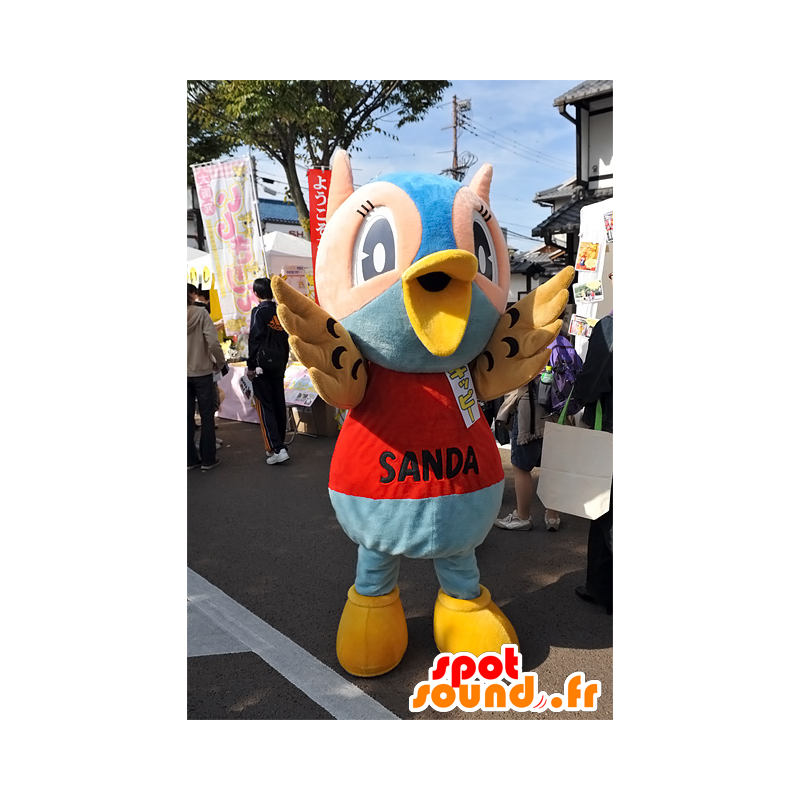 Kippi mascotte, blauw en roze uil Hyogo - MASFR25073 - Yuru-Chara Japanse Mascottes