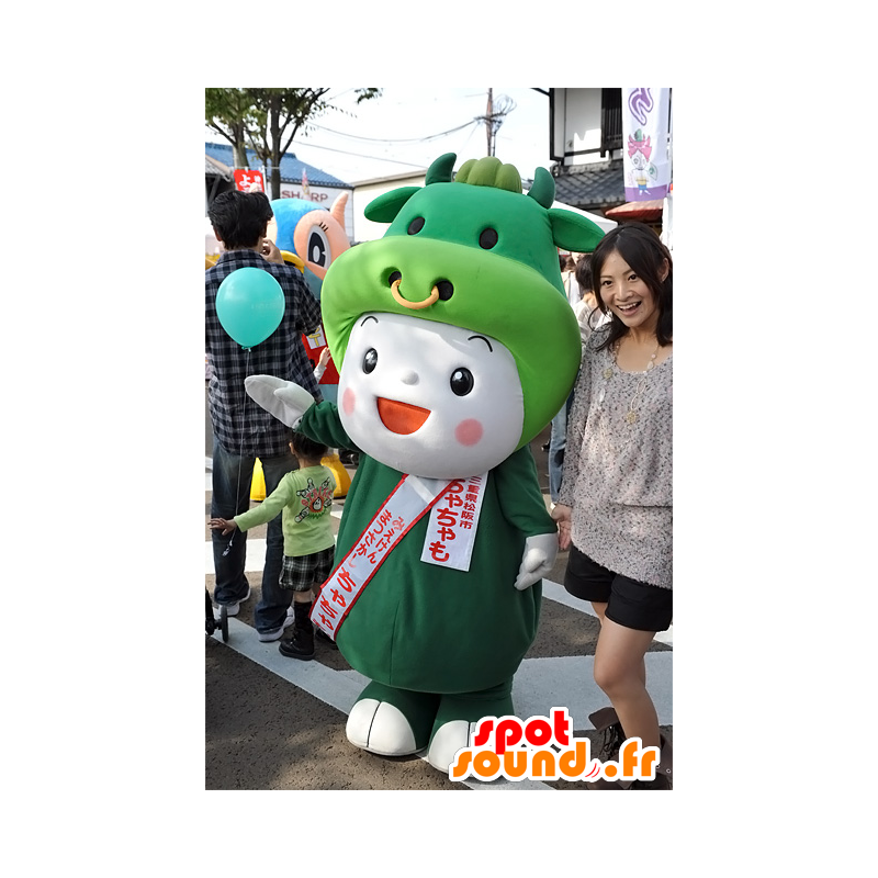 Chachamo mascot, smiling man in cow costume - MASFR25075 - Yuru-Chara Japanese mascots