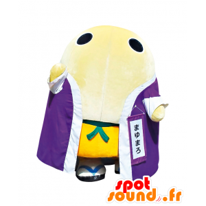 Mascot Mayumaro clara de ovo gigante com um roupão de banho - MASFR25076 - Yuru-Chara Mascotes japoneses