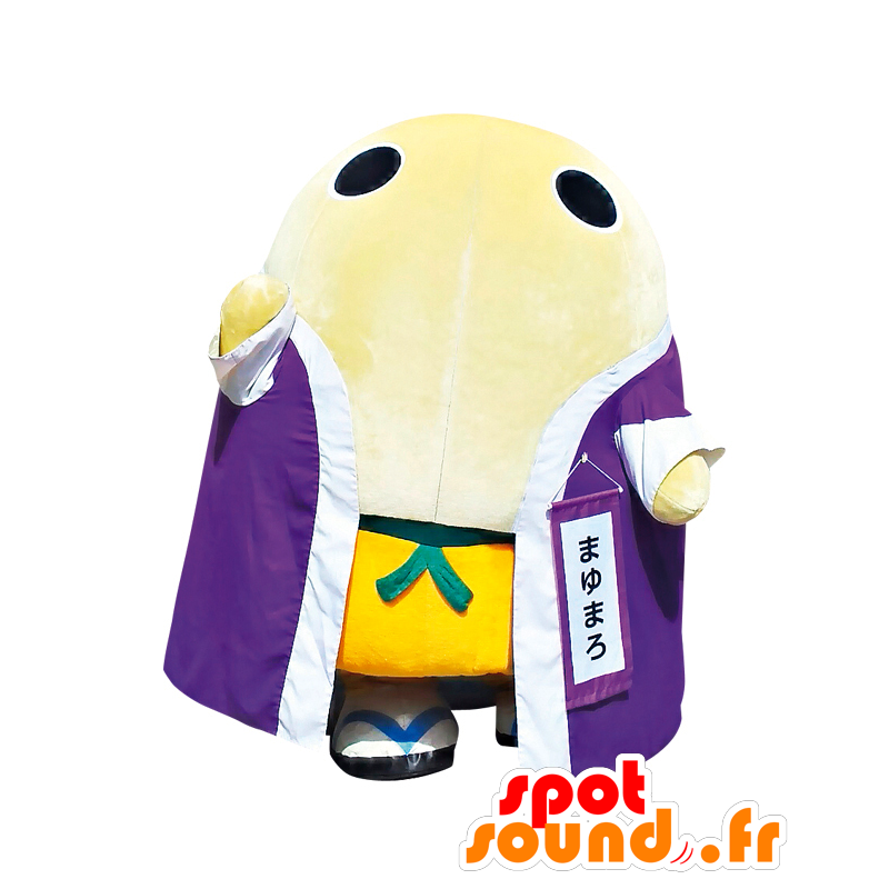 Mascot Mayumaro clara de ovo gigante com um roupão de banho - MASFR25076 - Yuru-Chara Mascotes japoneses