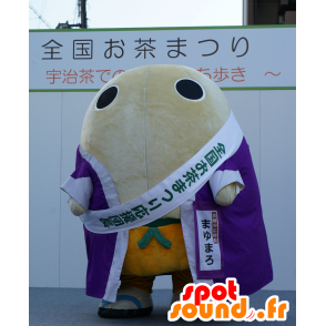 Mascot Mayumaro obří bílá vejce s županem - MASFR25076 - Yuru-Chara japonské Maskoti