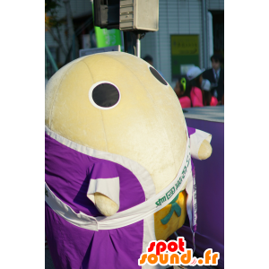 Mascot Mayumaro clara de ovo gigante com um roupão de banho - MASFR25076 - Yuru-Chara Mascotes japoneses