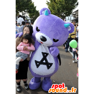 Akkuma mascot, purple teddy with black wings - MASFR25077 - Yuru-Chara Japanese mascots