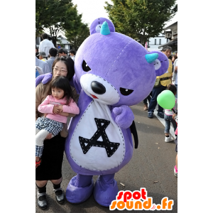 Mascot Akkuma, lilla teddy med svarte vinger - MASFR25077 - Yuru-Chara japanske Mascots