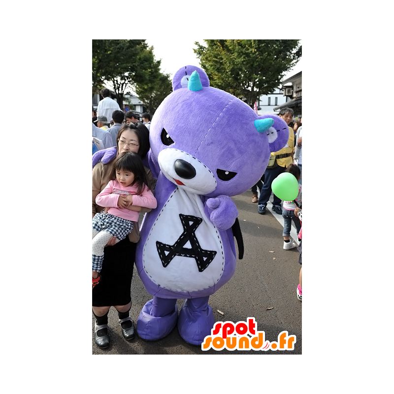 Akkuma mascot, purple teddy with black wings - MASFR25077 - Yuru-Chara Japanese mascots