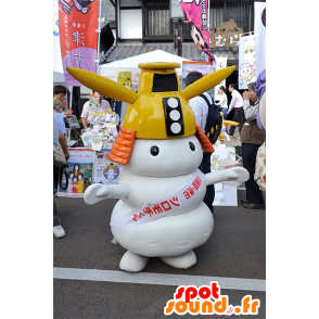 Mascot Shiromochi-Kun, blanke man met een gele helm - MASFR25086 - Yuru-Chara Japanse Mascottes