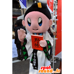 Take-chan maskot, mnich, bílý a černý outfit, Mie - MASFR25088 - Yuru-Chara japonské Maskoti