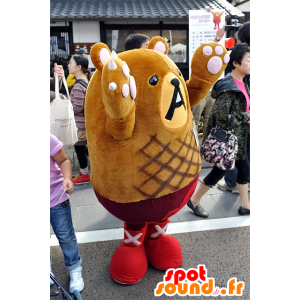 Mascot Hamburguma Ei Googoo, ruskea nalle - MASFR25089 - Mascottes Yuru-Chara Japonaises