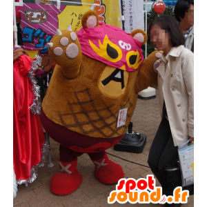 Mascot Hamburguma Ei Googoo, ruskea nalle - MASFR25089 - Mascottes Yuru-Chara Japonaises