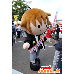 Mascotte de Tabo-Kun, petit garçon brun de la ville de Shiga - MASFR25090 - Mascottes Yuru-Chara Japonaises