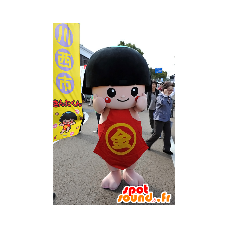 Mascota Kinta-kun, niña morena en vestido rojo, Hyogo - MASFR25092 - Yuru-Chara mascotas japonesas