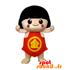 Mascota Kinta-kun, niña morena en vestido rojo, Hyogo - MASFR25092 - Yuru-Chara mascotas japonesas