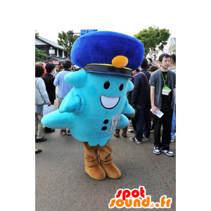Mascotte de Mory, bonhomme bleu avec une casquette - MASFR25093 - Mascottes Yuru-Chara Japonaises