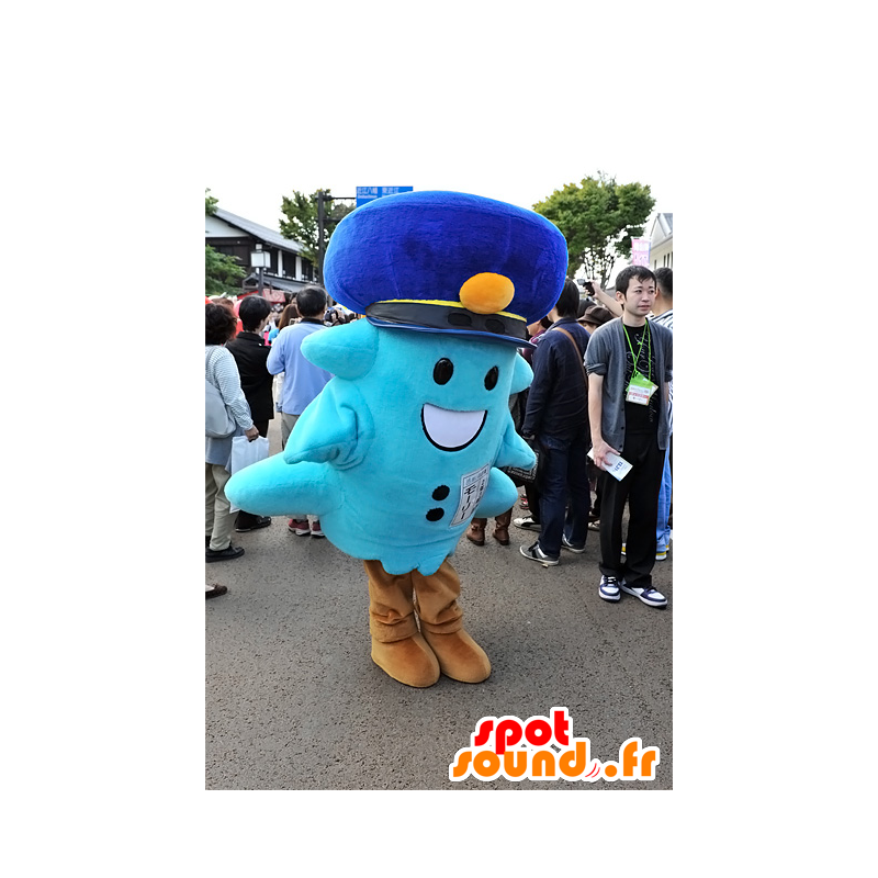 Mascotte de Mory, bonhomme bleu avec une casquette - MASFR25093 - Mascottes Yuru-Chara Japonaises