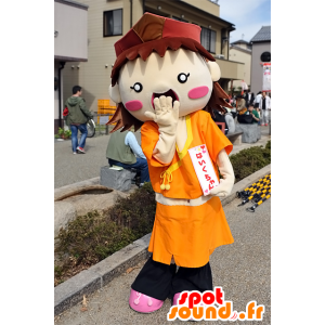 Mascotte de Haiku-chan, petit garçon, en tenue orange de Mie - MASFR25096 - Mascottes Yuru-Chara Japonaises