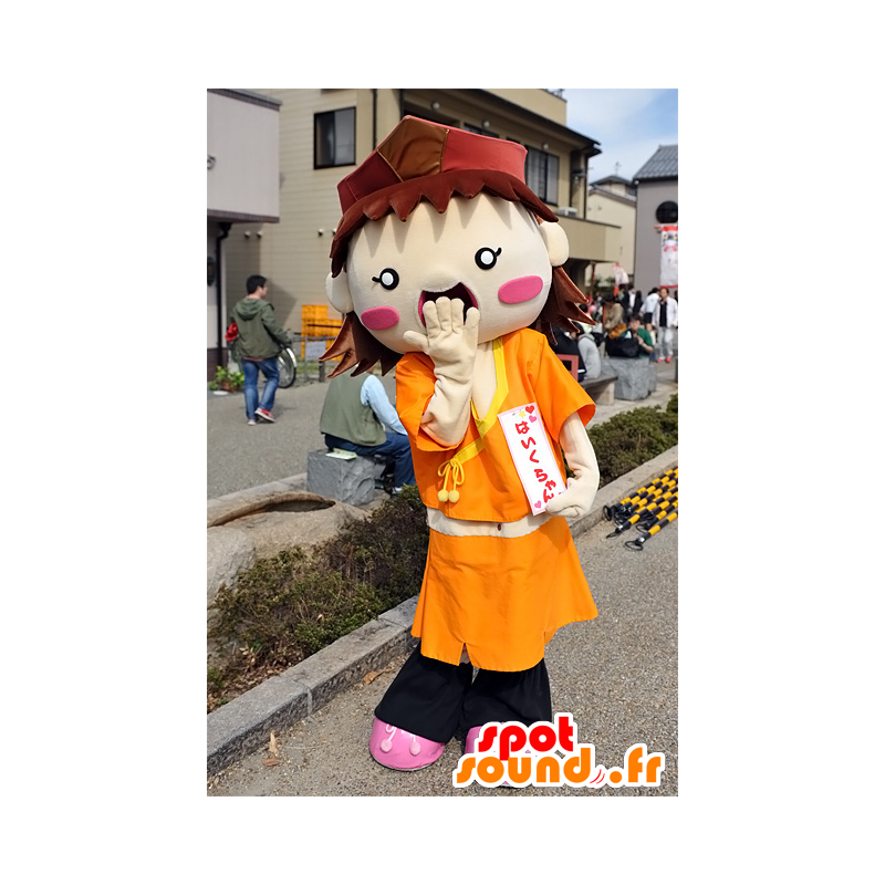 Haiku-chan Maskottchen, junge, orange Outfit Mie - MASFR25096 - Yuru-Chara japanischen Maskottchen