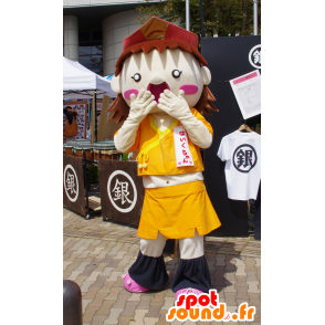 Haiku-chan maskot, liten gutt i oransje antrekk Mie - MASFR25096 - Yuru-Chara japanske Mascots