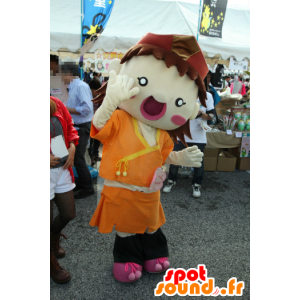 Haiku-chan maskot, liten gutt i oransje antrekk Mie - MASFR25096 - Yuru-Chara japanske Mascots