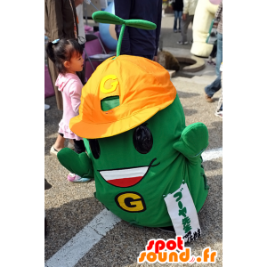 Green muž maskot s oranžovou přilbu - MASFR25100 - Yuru-Chara japonské Maskoti