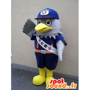 Mascot Watt-kun, grå eagle, i blå uniform av Toyohashi - MASFR25106 - Yuru-Chara japanske Mascots