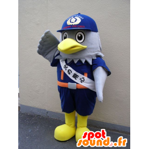 Watt-kun mascotte, grigio aquila, in uniforme blu di Toyohashi - MASFR25106 - Yuru-Chara mascotte giapponese