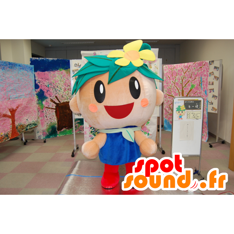 Bow mascotte Fujied, floreale giapponese e il carattere gioviale - MASFR25107 - Yuru-Chara mascotte giapponese