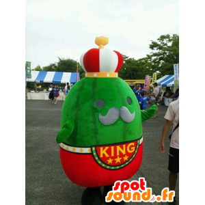 Mascot av Jumbo III, store grønne vannmelon, kledd i kongens - MASFR25111 - Yuru-Chara japanske Mascots