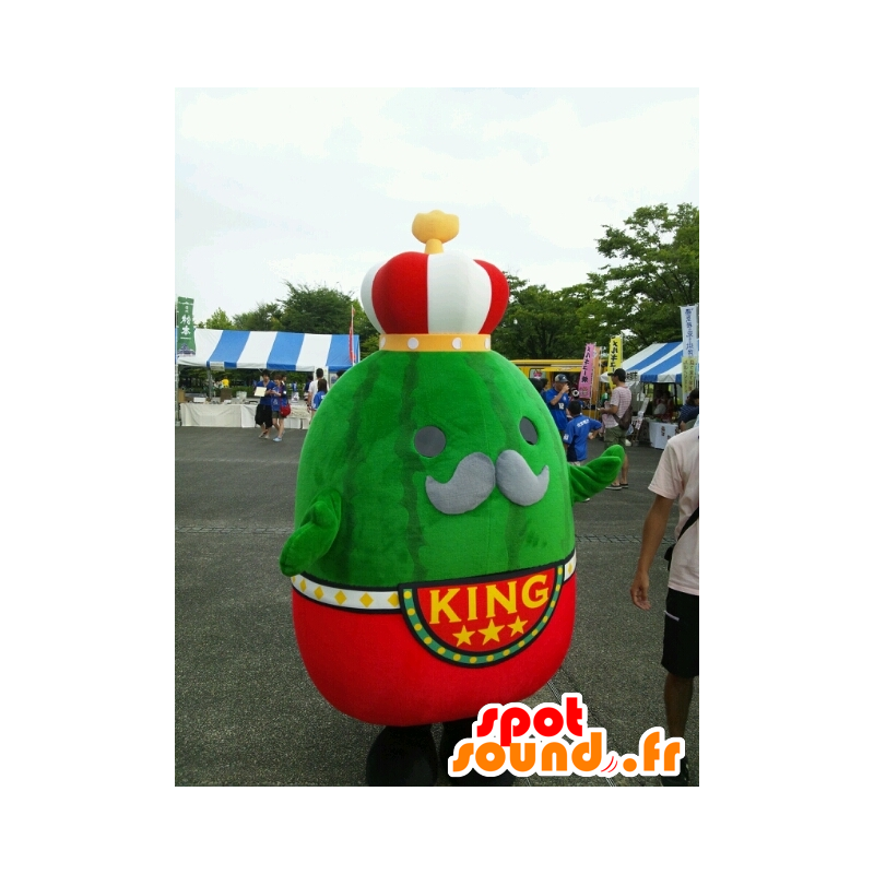 Mascot av Jumbo III, store grønne vannmelon, kledd i kongens - MASFR25111 - Yuru-Chara japanske Mascots