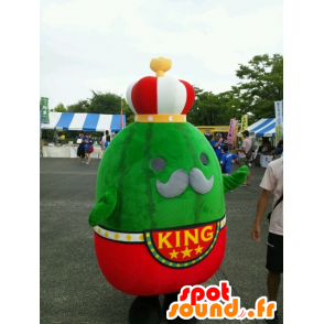 Mascot of the Jumbo III, big green watermelon, dressed in king - MASFR25111 - Yuru-Chara Japanese mascots