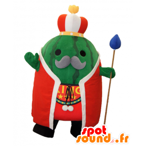 Mascot of the Jumbo III, big green watermelon, dressed in king - MASFR25111 - Yuru-Chara Japanese mascots