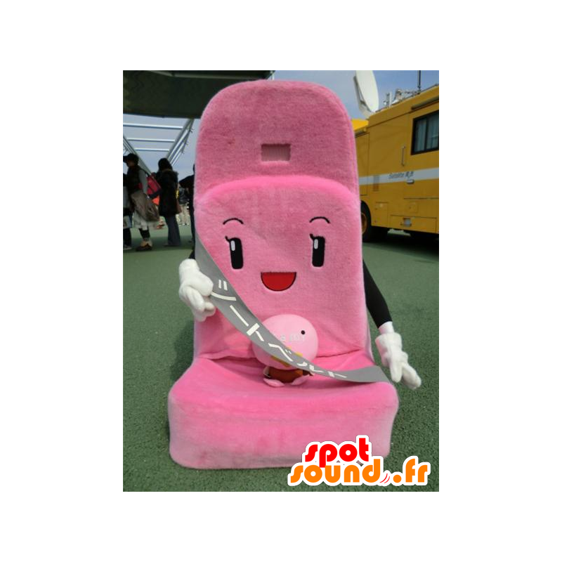 Mascot car seat with a belt, pink and black - MASFR25112 - Yuru-Chara Japanese mascots