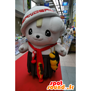 Hvit hund maskot med en brun skjørt og lue - MASFR25115 - Yuru-Chara japanske Mascots