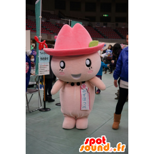 Roze konijn mascotte, met een cowboyhoed - MASFR25120 - Yuru-Chara Japanse Mascottes
