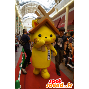 Mascota Shimanekko, gato amarillo, con un techo sobre su cabeza - MASFR25126 - Yuru-Chara mascotas japonesas