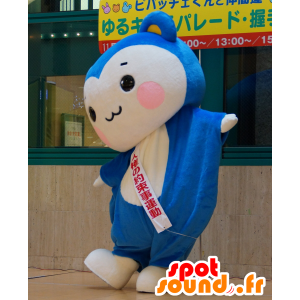 Mascotte de Momomaru-kun, écureuil volant bleu et blanc - MASFR25127 - Mascottes Yuru-Chara Japonaises