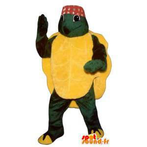 Grøn og gul skildpadde maskot - Spotsound maskot kostume