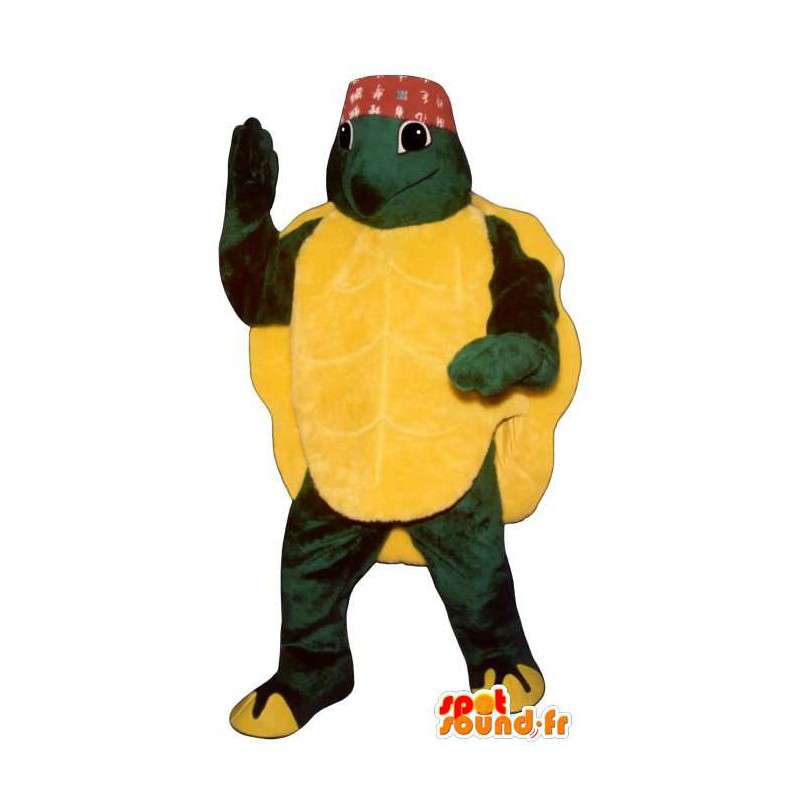 Grøn og gul skildpadde maskot - Spotsound maskot kostume