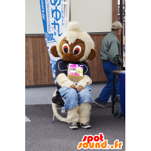 Kuu mascota, el mono de color marrón y blanco, todo velludo - MASFR25128 - Yuru-Chara mascotas japonesas