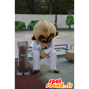 Kuu mascotte, marrone e bianco scimmia, tutto peloso - MASFR25128 - Yuru-Chara mascotte giapponese