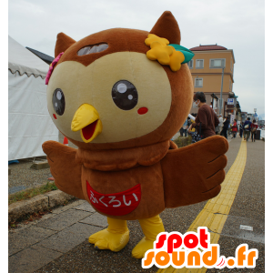 Fuppi mascot, owl, brown owl and yellow - MASFR25131 - Yuru-Chara Japanese mascots